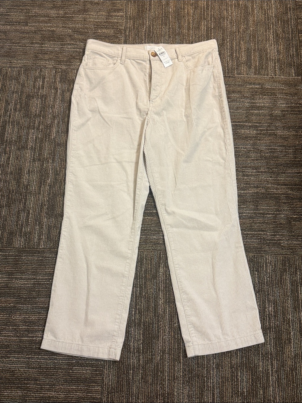 Loft Women’s Cream Corduroy Trousers - Neutral Straight Fit